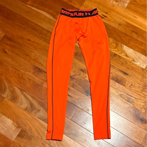 Under Armour Cold Gear infrared compression leggings Small Men's Orange - Picture 1 of 5